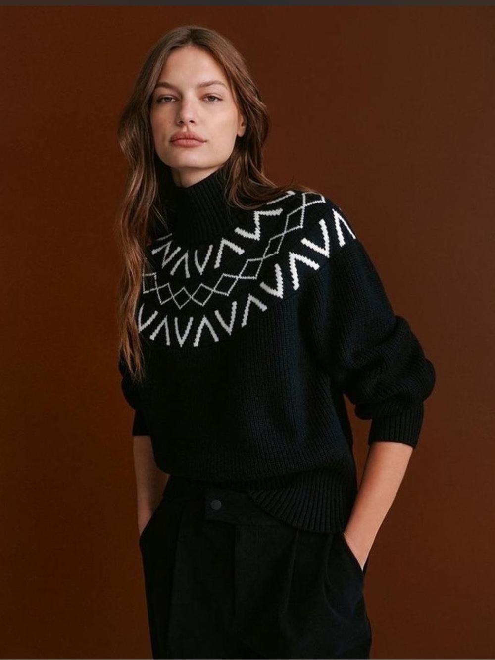 VARLEY Marcie Fairisle Knit Sweater- size Large